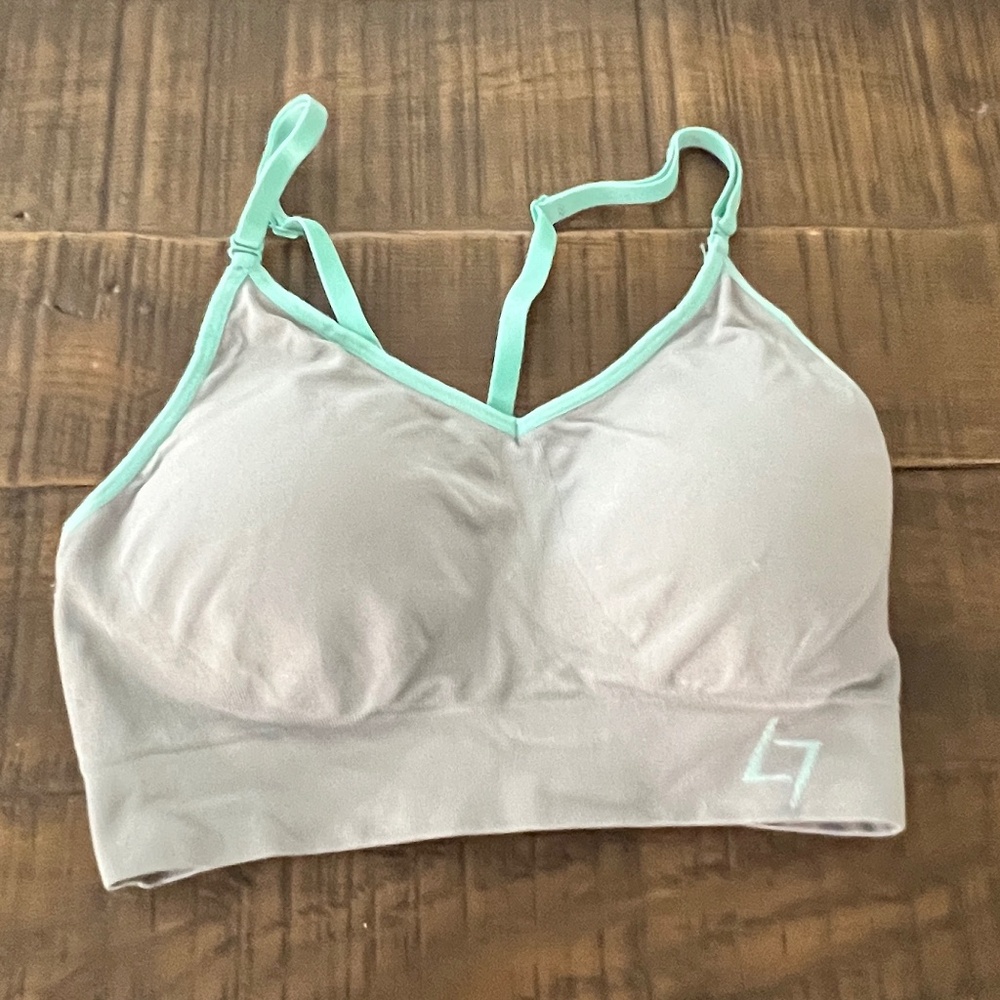 Sport Essentials Gray and Green Sports Bra - Medium - Dare to Begin